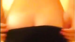 Skinny girl shit dropping in a black panty