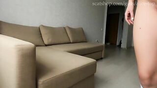 Young sexy babe showing her smooth ass and dark turd