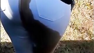Compilation of sexy girl poops in the white pants