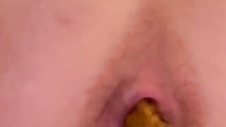 Sweet close up hairy anus poo