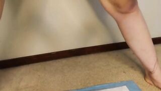 Lovely tattooed redhead girl spread legs for shitting