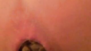 Nasty lady rubbing shit and pooping