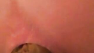 Nasty lady rubbing shit and pooping