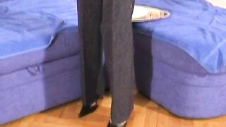 Young sexy blonde babe eating shit