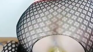 Amazing round ass lady bangs with huge dildo