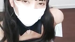 Cute Asian girl and hot shit closeup