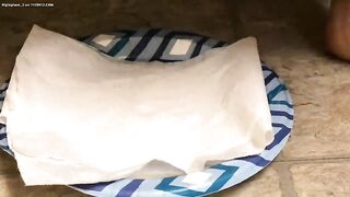 Dark nice messy poop on the plate