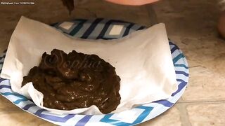 Dark nice messy poop on the plate