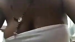 Babe with huge boobs teasing and pooping