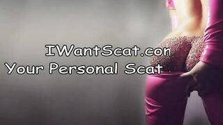 Girl in latex mask takes a huge shit into a plate