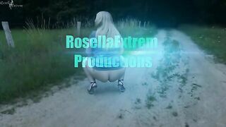 Girl licks shit out of a mask while squatting on a puddle