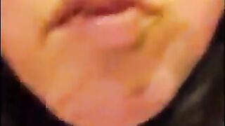 Girl swallows a big load of shit