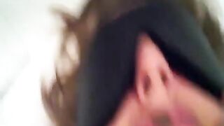 Woman in blindfold takes a massive brown turd in her mouth