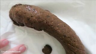 Girl shits and lets it drop on the floor