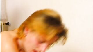 A woman eats man's shit from girl's ass