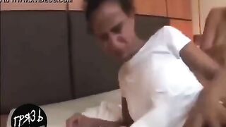 Girl takes a shit on a bed