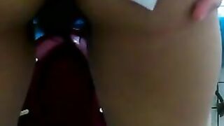Asian girl pooping and squatting