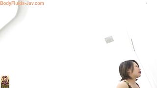 Girl takes a big shit into a toilet and licks it