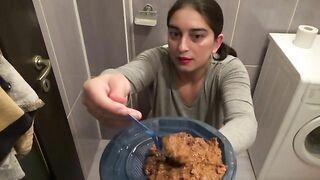 Breakfast Results On Plate For Her Slave
