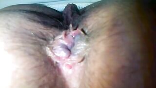 Close up of mature woman pooping