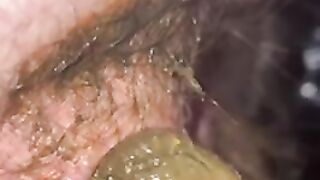Girl plays with shit in her ass