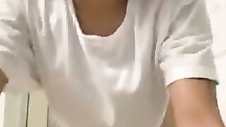 Girl takes a huge shit in her underwear, then wipes