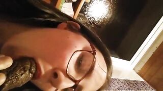 Girl eats shit straight from ass with spoon