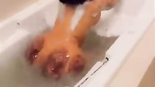 Slut takes a massive shit in the bathtub and eats it