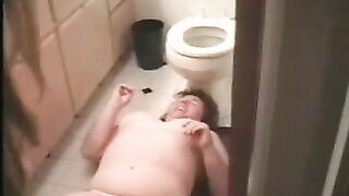 Enema fun in the bathroom
