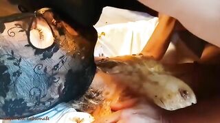 Chick eats shit from a ball gag