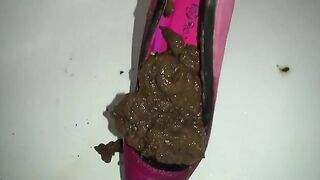 Girl craps in shoe