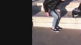 Drunk girl shits outdoors