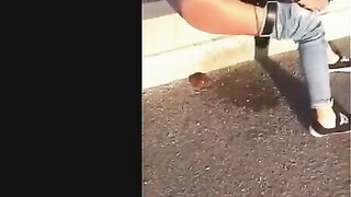 Drunk girl shits outdoors