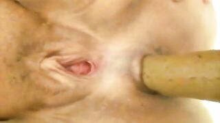 Hot MILF shitting in close up