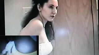 Hot babe shitting on toilet