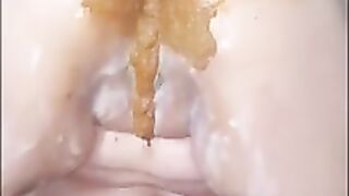 Brunette shits diarrhea on her face