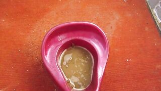 Hot girl shitting into potty