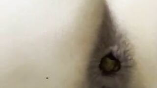 Girl drops a huge shit in the toilet and wipes