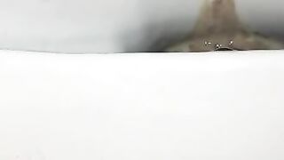 Bitch squatting over the toilet, pissing and shitting at the same time