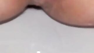 A filthy bitch drops a huge shit in the toilet