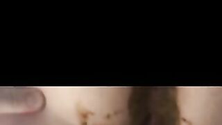 Close up of a woman's ass taking a huge shit