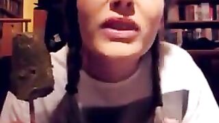 Lunatic babe eats a scatcicle