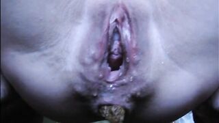 Mature kinky lady shitting closeup