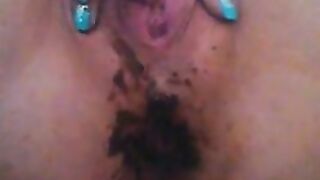 Naughty pussy and sticky black shit