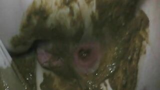 Sweet sexy brunette girl smearing shit on her sexy ass