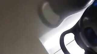 Girl takes a big shit on a toilet