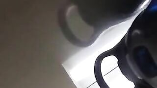 Girl takes a big shit on a toilet