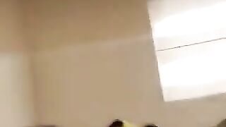Girl takes a big shit on a toilet