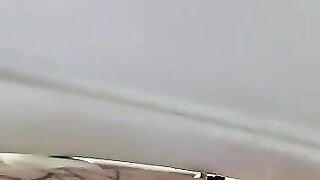 Girl with tattooed ass fucks herself with a dildo