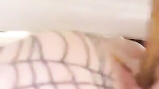 Man in diving gear sucks cock from ass with barbwire